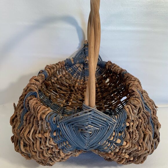 VTG Buttocks Basket Egg Gathering Hand Woven Primitive Rustic Gods Eye Large 16" - Picture 2 of 16